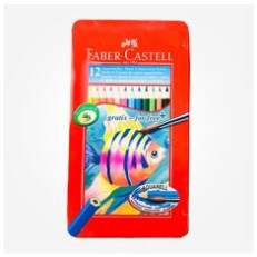 داد رنگی 12 عددی فابر کاستل جعبه فلزی Faber Castell 12Color Pencil 