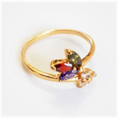 انگشتر رنگ ثابت طرح گلبرگ Three Colorful Ring