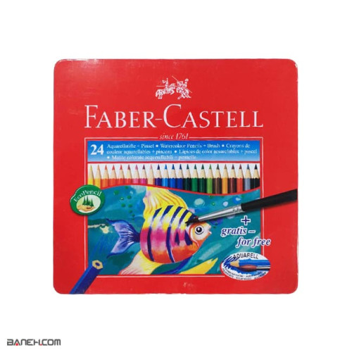 عکس مداد رنگی 24 رنگ فابر کاستل جعبه فلزی Faber Castell 24 Color Pencil تصویر