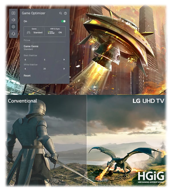 تنظیم تصویر تی وی برای بازی با Game Optimizer و HGiG