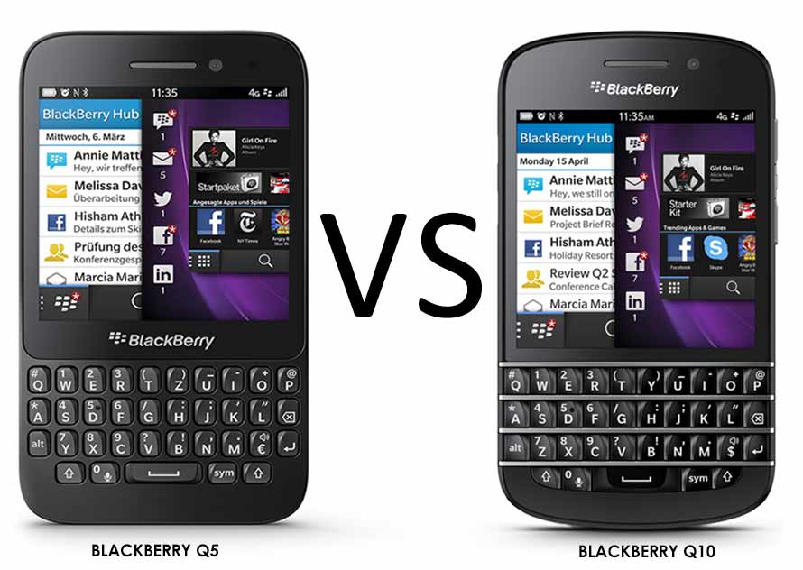 مقایسه گوشی موبایل q5 و q10 بلک بری