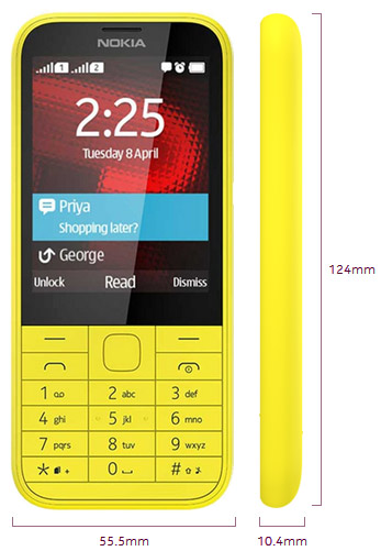 ابعاد Nokia 225