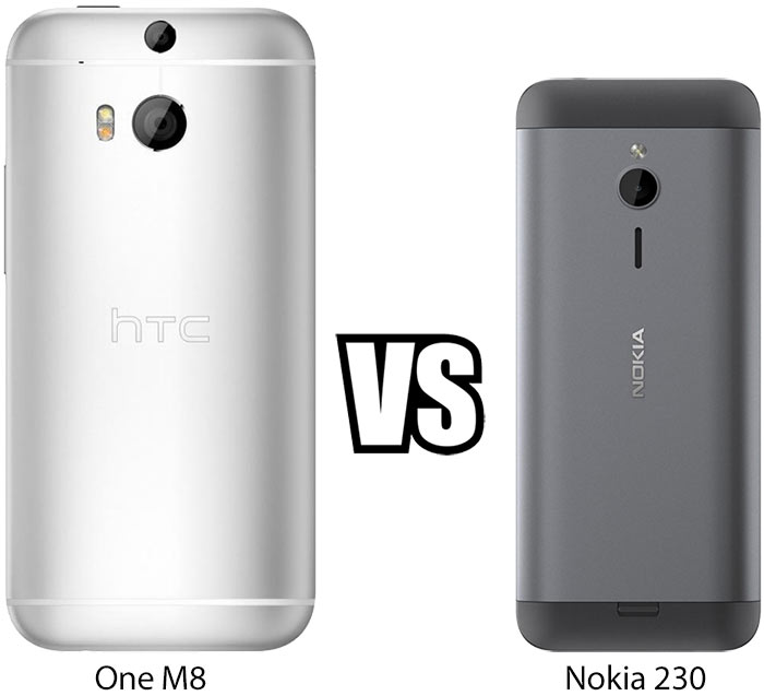 One M8 VS Nokia 230