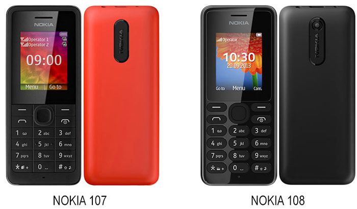 مقایسه طراحی گوشی نوکیا 108 و نوکیا 107